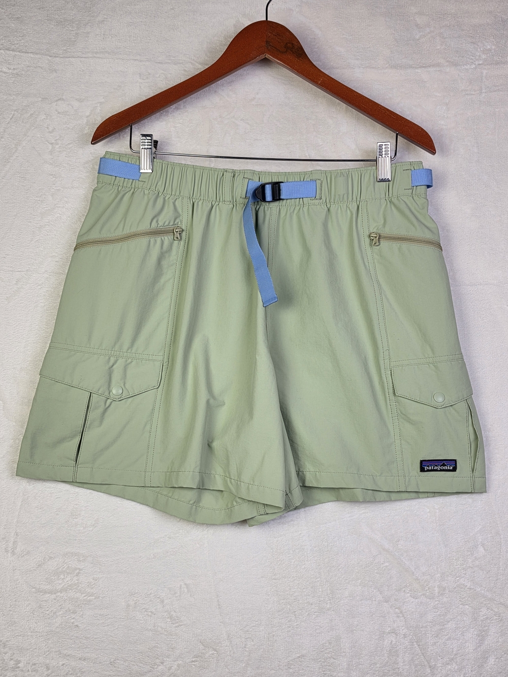 Patagonia Outdoor Everyday Shorts Mens Large Cargo Salvia Green Blue Belt